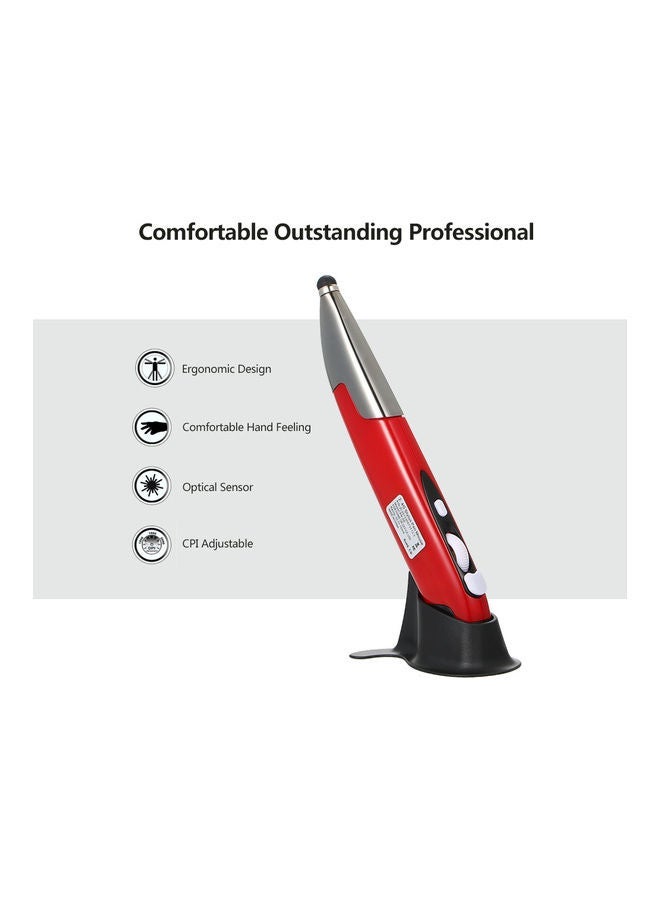 NIBEMINENT 2.4G Wireless 3-Level Adjustable Optical Touch Pen Mouse Red  - Image 4