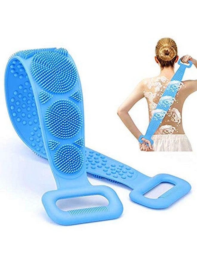 VDHJA Silicone Body Back Scrubber Double Side Bathing Brush for Skin Deep Cleaning Massage Dead Skin Removal Exfoliating Belt for Shower Easy to Clean Lathers Well for Men & Women (Multi Color) - Image 1