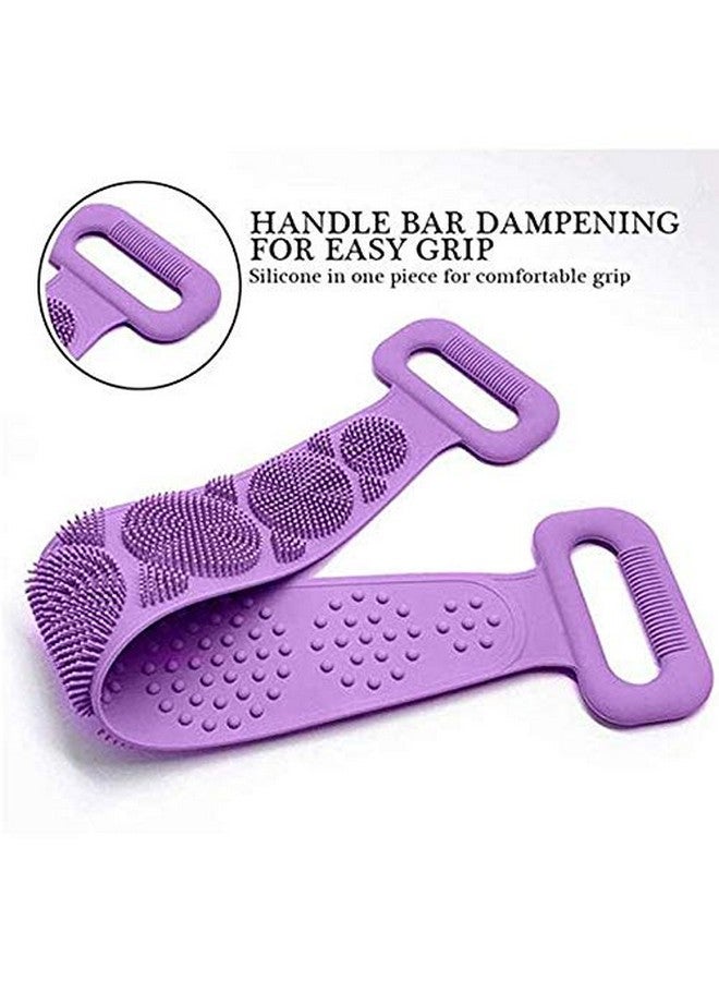 VDHJA Silicone Body Back Scrubber Double Side Bathing Brush for Skin Deep Cleaning Massage Dead Skin Removal Exfoliating Belt for Shower Easy to Clean Lathers Well for Men & Women (Multi Color) - Image 4