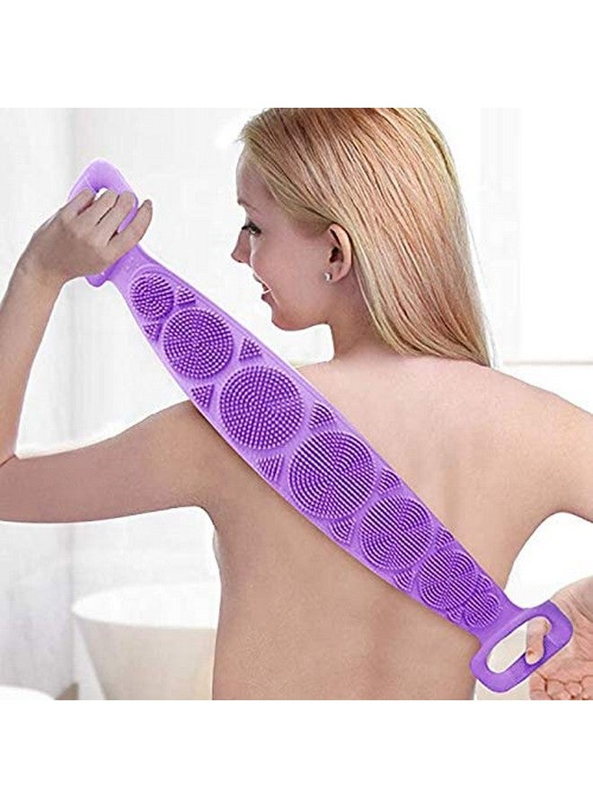VDHJA Silicone Body Back Scrubber Double Side Bathing Brush for Skin Deep Cleaning Massage Dead Skin Removal Exfoliating Belt for Shower Easy to Clean Lathers Well for Men & Women (Multi Color) - Image 2