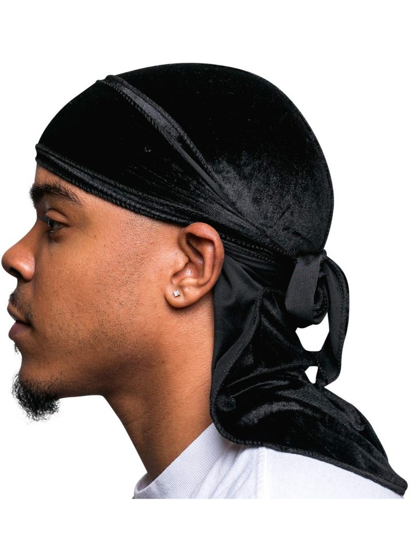 Superior Velvet Durag - Soft Velvet Durags for Men & Women, Long Double Wide Straps, Silky Durag Liner, Triple Stitched - Image 1