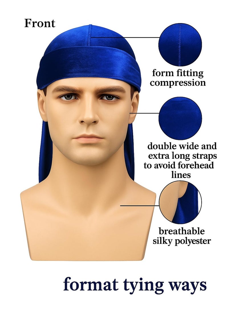 Superior Velvet Durag - Soft Velvet Durags for Men & Women, Long Double Wide Straps, Silky Durag Liner, Triple Stitched - Image 4