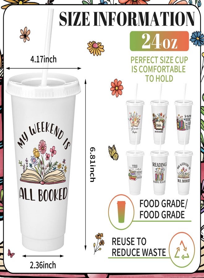 Sliner 12 Pcs Book Lovers Gifts 24 oz Book Club Tumbler with Straw and Lid Bookish Librarian Appreciation Gifts for Readers Bookworms Themed Party - Image 3