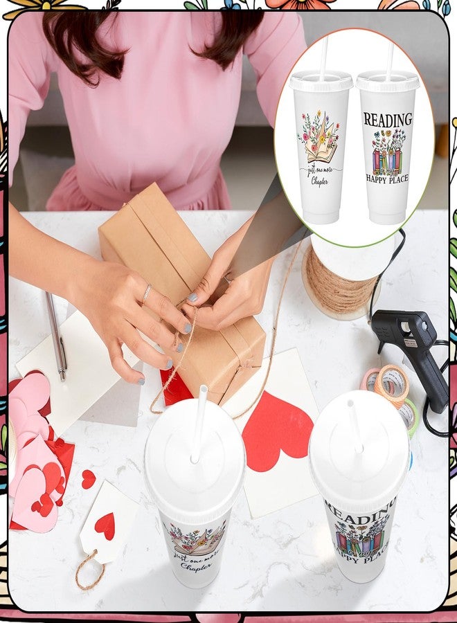 Sliner 12 Pcs Book Lovers Gifts 24 oz Book Club Tumbler with Straw and Lid Bookish Librarian Appreciation Gifts for Readers Bookworms Themed Party - Image 5