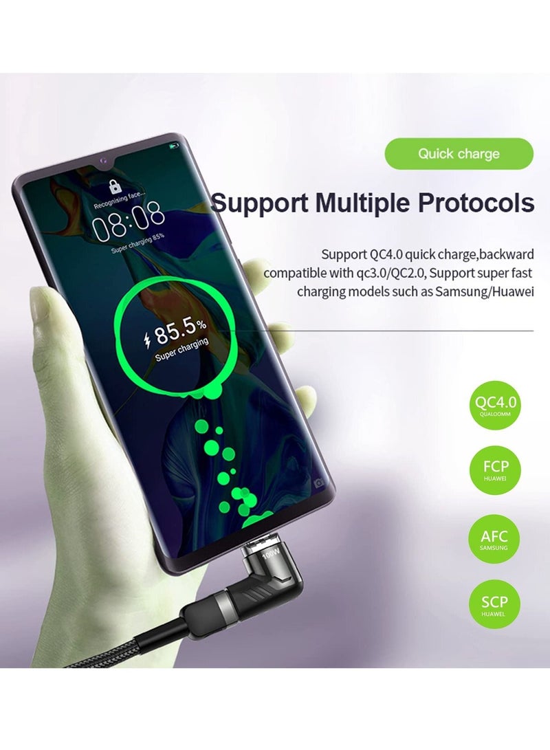 SYOSI USB Type-C Magnetic Adapter Type-C Right Angle Connector Fastest Supports USB PD 120W Fast Charging and 480Mb/s Data Transfer Notebook Adapter Compatible with USB C Phones (3-Pack) - Image 5