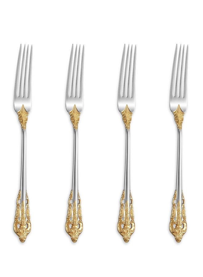 KEAWELL Luxury 5.9" Appetizer Forks, 18/10 Stainless Steel, Set of 4, Gorgeous Cocktail Forks/Dessert Forks (Gold Accent) - Image 1