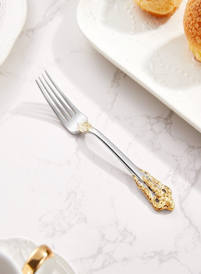 KEAWELL Luxury 5.9" Appetizer Forks, 18/10 Stainless Steel, Set of 4, Gorgeous Cocktail Forks/Dessert Forks (Gold Accent) - Image 3