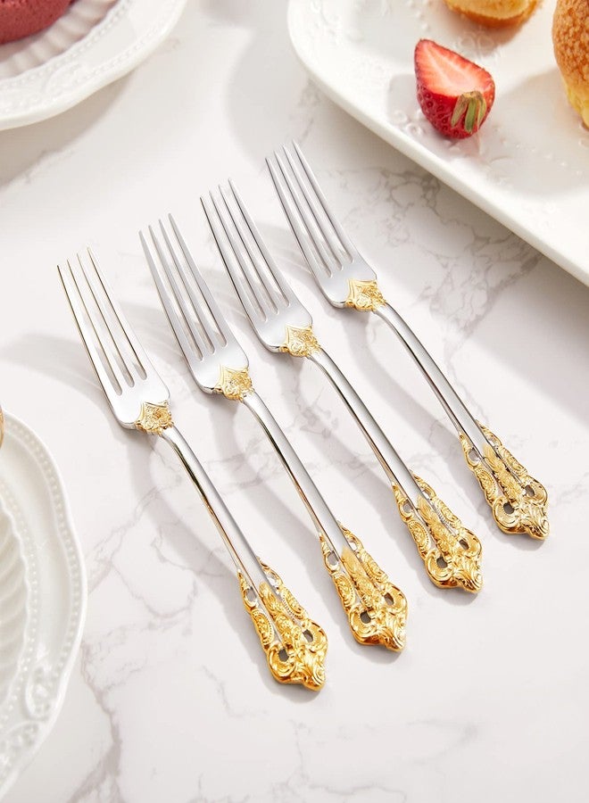 KEAWELL Luxury 5.9" Appetizer Forks, 18/10 Stainless Steel, Set of 4, Gorgeous Cocktail Forks/Dessert Forks (Gold Accent) - Image 5