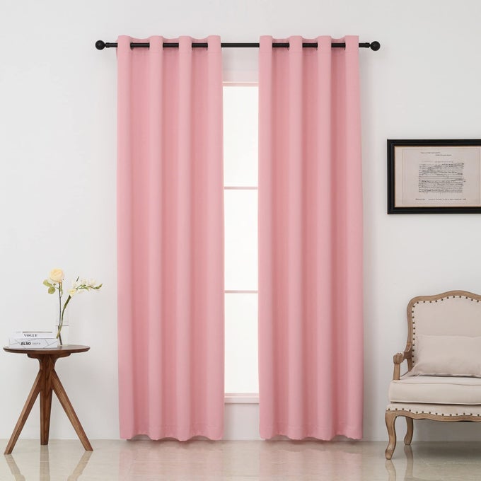PINK BLACKOUT CURTAINS WITH GROMMET 84 INCHES LONG 2 PANELS LIGHT BLOCKING WINDOW DRAPES FOR LIVING ROOM THERMAL INSULATED NOISE REDUCTION PRIVACY PROTECTION 52 WIDE X 84 LENGTH