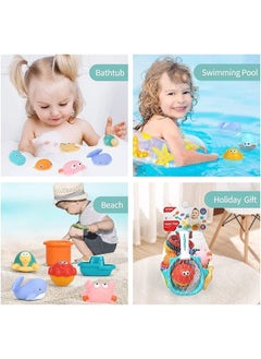 BAYBEE 10 Pcs Baby Bath Toys For Babies Kids With Fishing Net Floating Water Animal Toys Playset For Baby Swimming Pool Bathtub Beach Toys For Kids Baby Bath Toys For Toddlers 0-24 Months  - Image 5