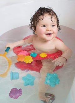 BAYBEE 10 Pcs Baby Bath Toys For Babies Kids With Fishing Net Floating Water Animal Toys Playset For Baby Swimming Pool Bathtub Beach Toys For Kids Baby Bath Toys For Toddlers 0-24 Months  - Image 4