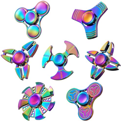 SCIONE Metal Fidget Spinner for Kid Adult Sensory Hand Fidget Toy 7 PackAnxiety Toys Stress Relief ReducerParty Favors Gifts for Kids Birthday Goodie Bag Stuffers Classroom Prizes - Image 1