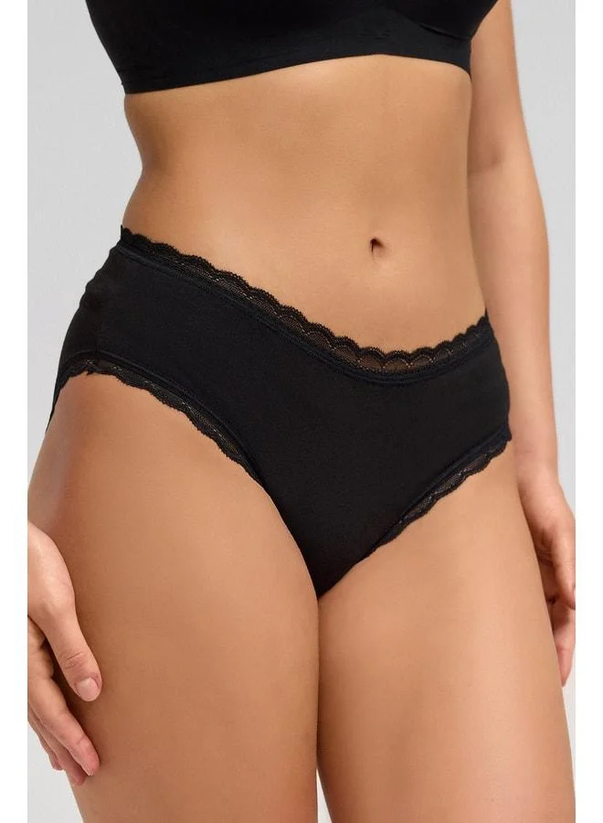 Aytuğ Women's Modal Lace High-Waisted Hipster Panty Black.