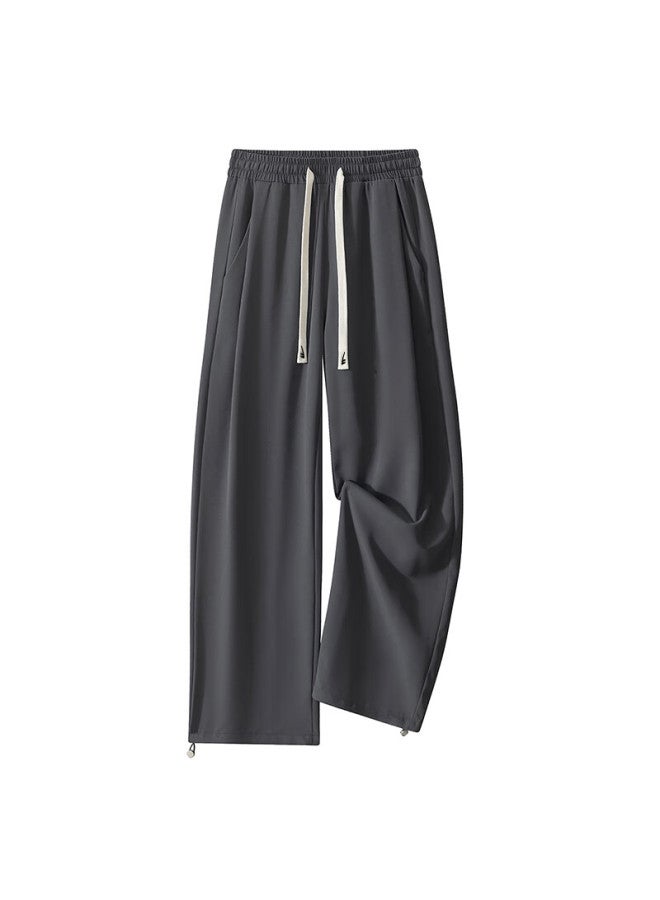 Pull Back Warrior Men's Summer Thin Casual Pants Men's Straight Wide Leg Ice Silk Sports All-match Long Pants Men's Pants - Image 2