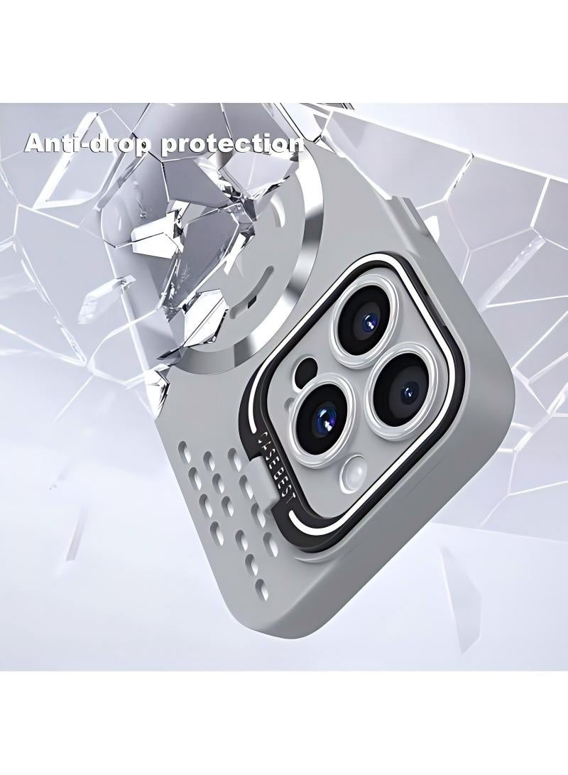 Magnetic Cooling Case for iPhone 16 Pro Max [6.9"] - Grade Drop Protection with Heat Dissipation Tech - Camera Lens Cover & 360° Kickstand - Shockproof Slim Fashion Shell Compatible with MagSafe (Grey) - for Men & Women - Image 3