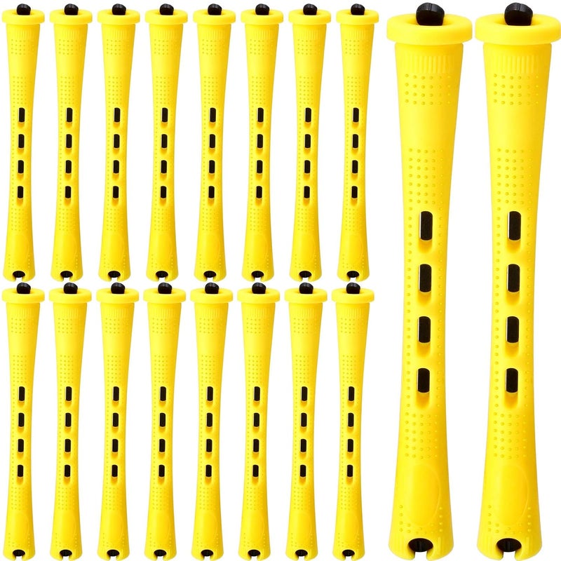 56 Pieces Hair Perm Rods Set Hair Rollers Plastic Cold Wave Rods Perming Rods Curlers Hairdressing Styling Tool 028 Inch Yellow