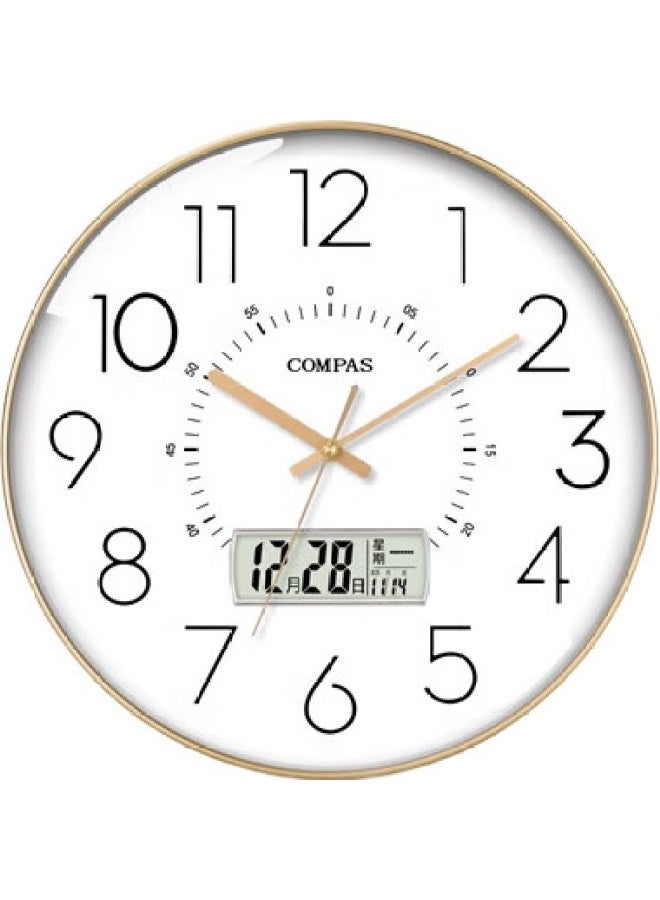 Compas Wall Clock For Living Room, Perpetual Calendar Wall Clock, Automatic Time Synchronization Radio-Controlled Clock, D6219Ay Gold, 35Cm - Image 2