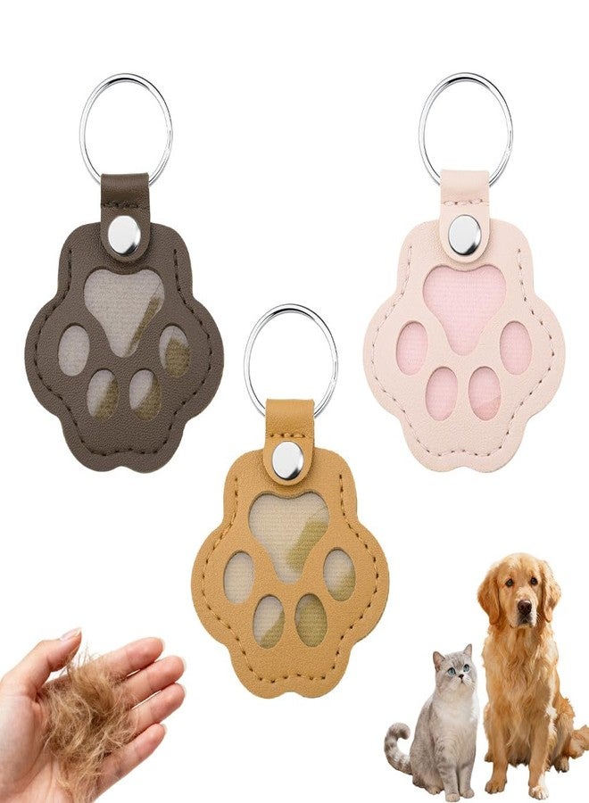 Sisadodo Dog Cat Fur Storage Keychains Pet Paw Leather Keychain for Pet Hair Collector Keepsake Cat Dog Memorial Gifts for Loss of Cats Dogs Pets Hair Holder Memorial Keychain Bag Purse Charm Key Chains 3 PCS - Image 1