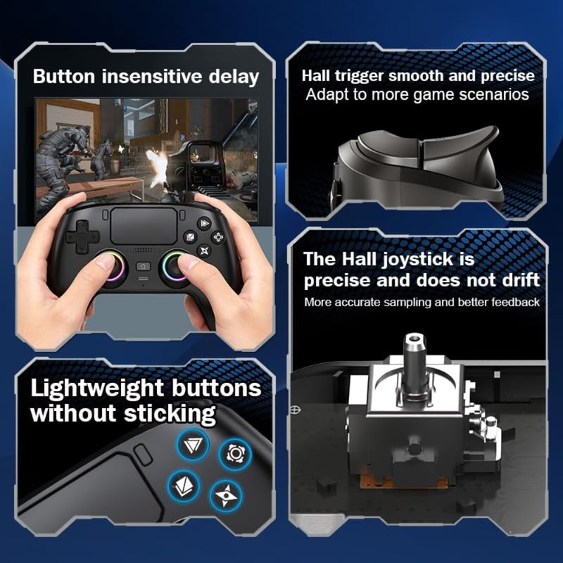 Wireless Bluetooth/Wired Controller for PS5 Compatible with PlayStation 5 Android PC Smart TV Hall Effect Joysticks RGB Lighting Built-in Microphone Touchpad Macro Pro Gaming Controller for Home Office - Image 5