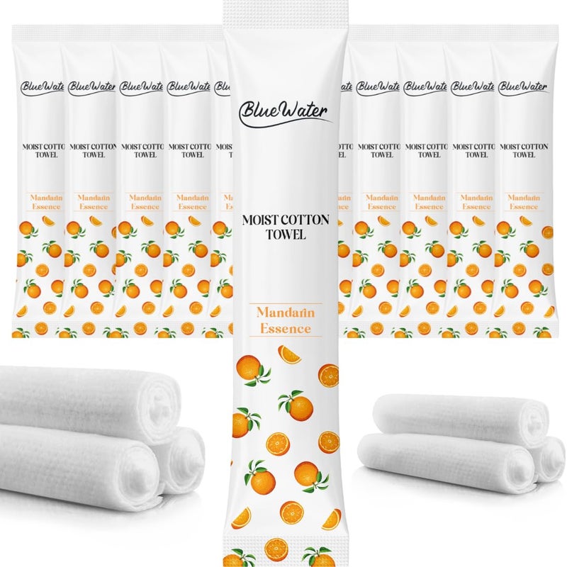 BlueWater IndividuallyWrapped Moist Scented Towels  SingleUse Premium Towelettes 12x12 Mandarin
