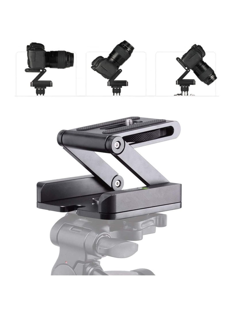 Aluminum Alloy Z Flex Tilt Head Folding Quick Release Plate Stand Holder with Spirit Level Slide Rail for DSLR - Image 2