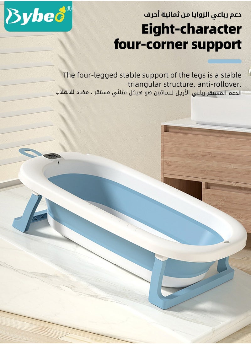 Bybeo - 14 PCS Baby Bath Tub Foldable Bathtub With Temperature Sensing + Bathmat Cushion + Bath Net + Shower Cap + Washing Hair Shower Shampoo Cup *1 + Duckling toys *4 + Ocean Balls *5 - Image 1