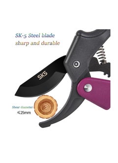 Excefore Pruning Shears for Gardening, 2 Pack Garden Shears, Premium Plant Shears, Garden Plant Clippers, Handheld Pruner for Florist Floral, Thorn Rose, Branch, Hedge, Purple  - Image 5