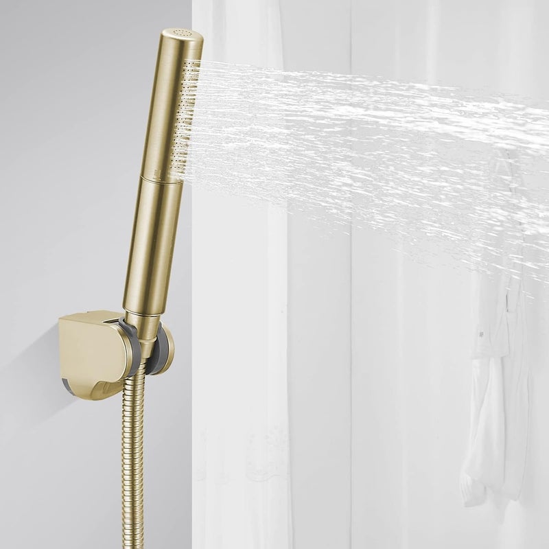 BESy Brass 2 In 1 Function Handheld Shower Head Set High Pressure 7 Inch Shower Head High Flow Hand Shower Wand with 59 Inch Hose, Bracket, Brushed Gold - Image 4