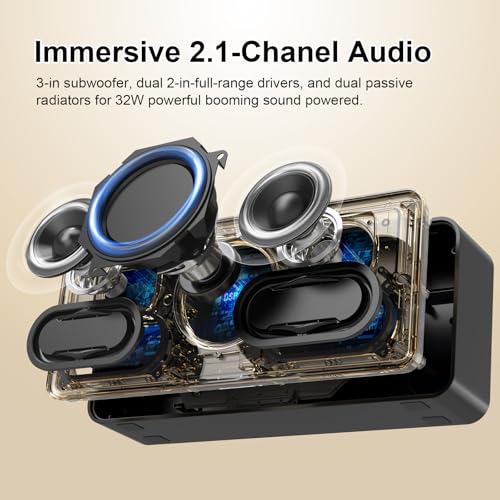 DOSS SoundBox XL Bluetooth Speaker with Subwoofer, 32W Loud Sound, Booming Bass, Dual DSP Technologies, 10H Playtime, TWS, 2.1 Audio Channel, Ideal Christmas & White Elephant Gift for Men, Women-Glod - Image 2
