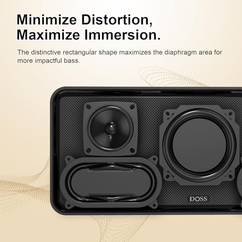 DOSS SoundBox XL Bluetooth Speaker with Subwoofer, 32W Loud Sound, Booming Bass, Dual DSP Technologies, 10H Playtime, TWS, 2.1 Audio Channel, Ideal Christmas & White Elephant Gift for Men, Women-Glod - Image 4