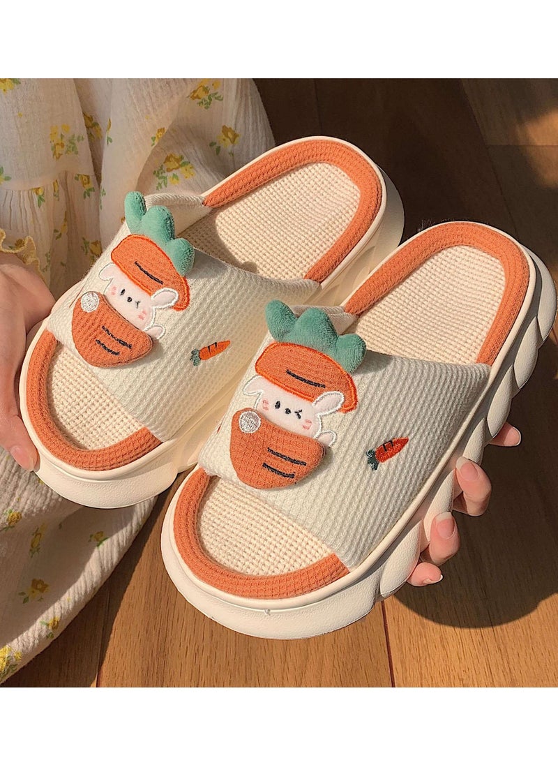 Y&D - Cute carrot rabbit linen home slippers - Image 1