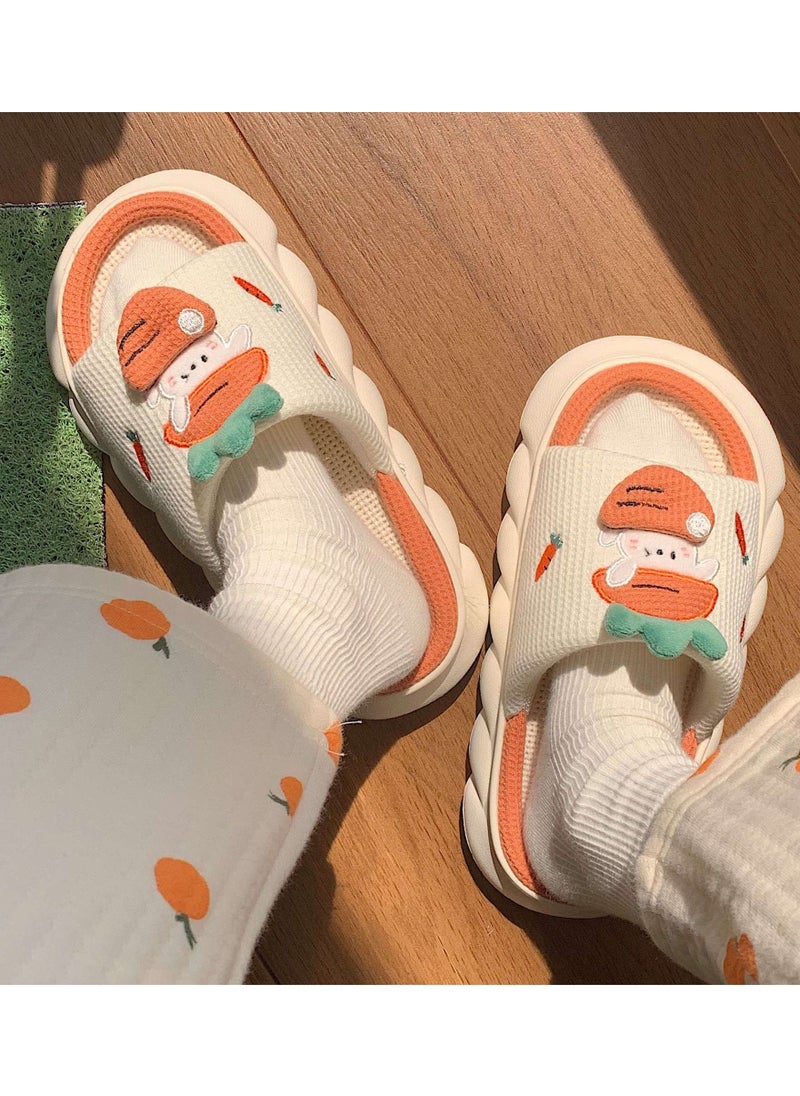 Y&D - Cute carrot rabbit linen home slippers - Image 1