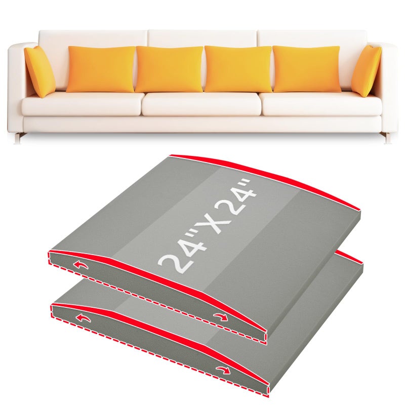 HAVARGO Couch Cushion Support High Density Foam 24X24X24 Inches Sofa Couch Supports for Sagging Cushions Light Grey 2Pc with Anti Slip Mesh Fabric - Image 2