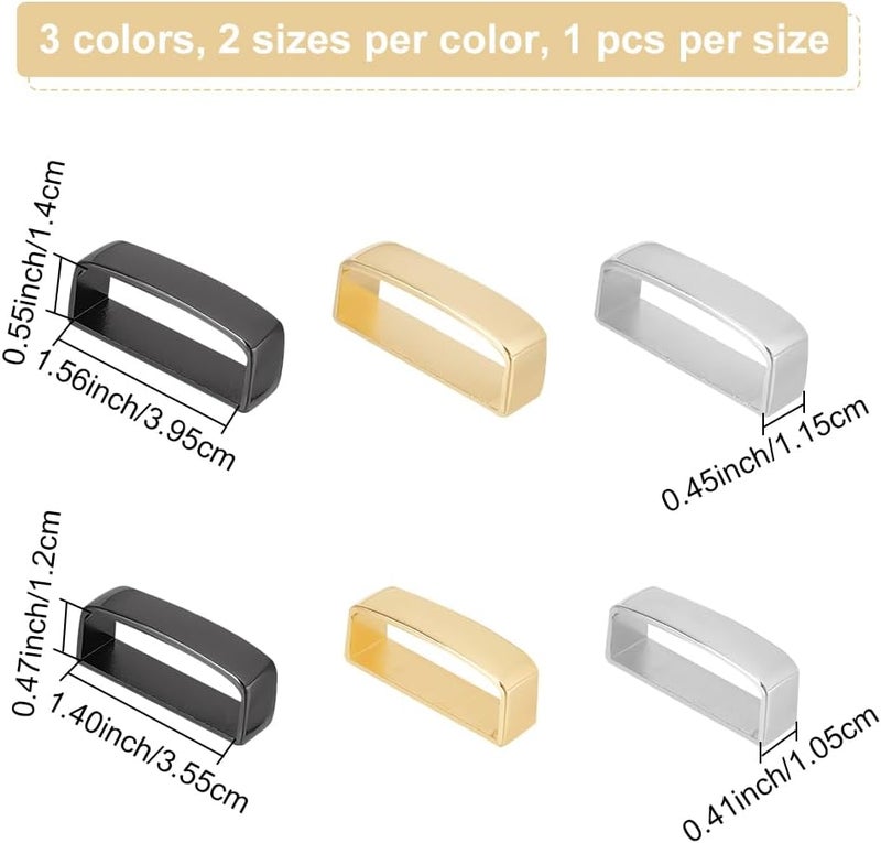 كلاراكو حزام معدني من كلاركو، عبوة من 6 قطع، مصنوع من سبائك معدنية، 3 ألوان، مشابك أحزمة رجالية، مقاس 1.4-1.55 بوصة (35.5-39.5 مم)، حلقة مستطيلة، حزام شبكي، مشبك نهاية، حزام حقيبة ظهر، حزام محفظة، إكسسوارات صناعة الجلود - Image 2