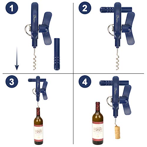 Bangrui Home Kitchen Restaurant Safety Bottle Jar Wine Manual Can Opener&Bangrui Professional 4-in-1 Can Opener keeps smooth edges. With a corkscrew folded in the lever. Best Gadget for Kitchen Use (Blue) - Image 3