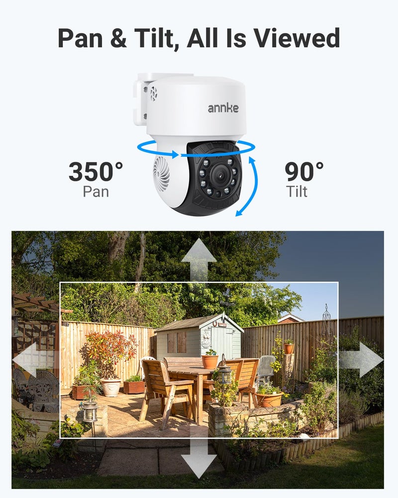 ANNKE 1080P 2MP AHD CCTV Home Surveillance Dome PT Wired Camera with 350° pan and 90° tilt, 100ft IR Night Vision, IP65 Weatherproof Security Add–On Cam for Outdoor Use, Wide Compatibility - APT200 - Image 2