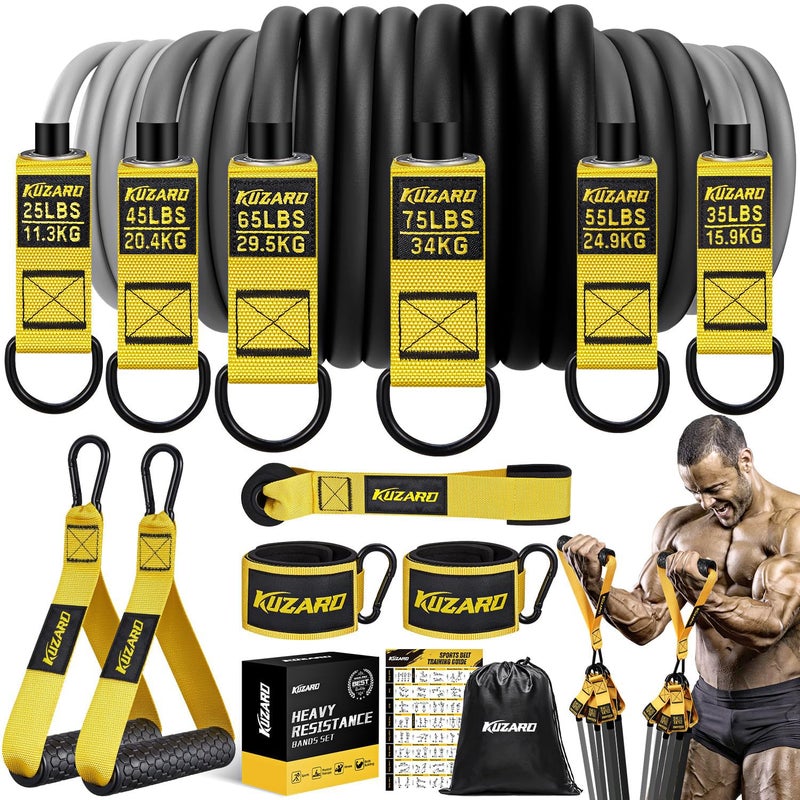 KUZARO Heavy Resistance Bands for Working Out, 300lbs/360lbs Heavy Exercise Bands with Handles, Resistance Bands for Men, Weight Bands Set for Muscle Training, Strength, Yoga, Home Workout Equipment - Image 1
