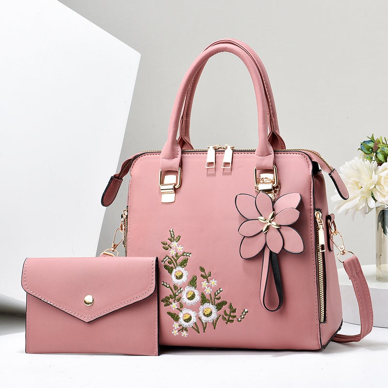 Women'S Bag Fashionable Embroidered Western Style Two-Piece Elegant Handbag Simple Crossbody Bag Mother Bag - Image 5