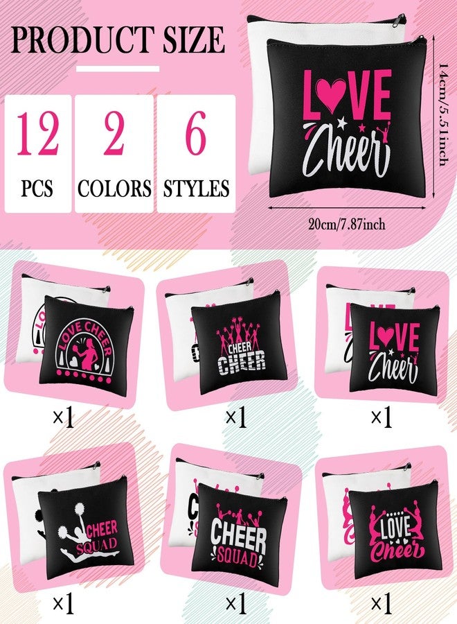 Sanwuta 48 Pcs Cheer Gift Kit for Girls: 12 Canvas Makeup Bags, 12 Scrunchies, 12 Makeup Mirrors, 12 Lipstick/Lip Balm Keychains for Cheerleaders - Image 2