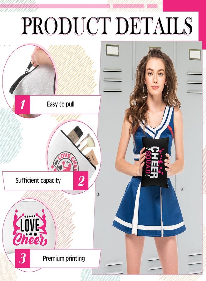 Sanwuta 48 Pcs Cheer Gift Kit for Girls: 12 Canvas Makeup Bags, 12 Scrunchies, 12 Makeup Mirrors, 12 Lipstick/Lip Balm Keychains for Cheerleaders - Image 4