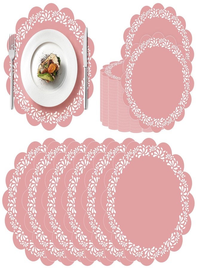 Stuffygreenus 100 Pcs Pink Platos De Barro Mexicanos Paper Placemats 13.5 Inches Cielito Lindo Party Decoration Disposable Scalloped Cinco De Mayo Paper Placemats for Fiesta Mexican Baby Shower Decor - Image 1