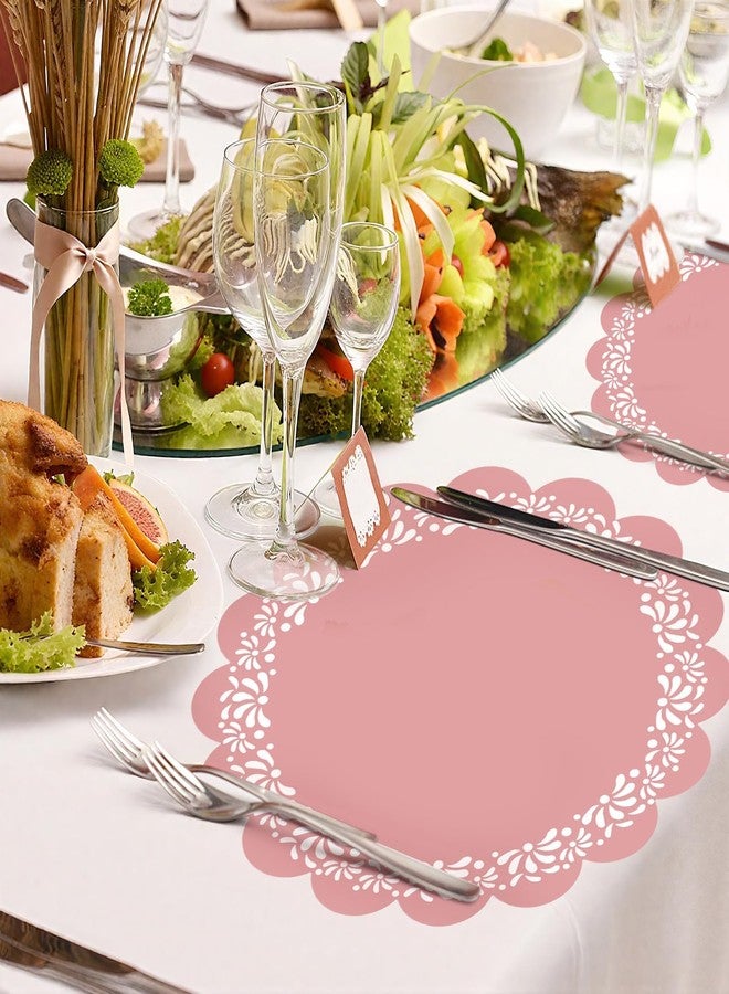 Stuffygreenus 100 Pcs Pink Platos De Barro Mexicanos Paper Placemats 13.5 Inches Cielito Lindo Party Decoration Disposable Scalloped Cinco De Mayo Paper Placemats for Fiesta Mexican Baby Shower Decor - Image 4