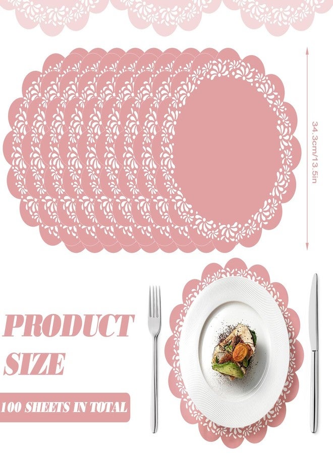 Stuffygreenus 100 Pcs Pink Platos De Barro Mexicanos Paper Placemats 13.5 Inches Cielito Lindo Party Decoration Disposable Scalloped Cinco De Mayo Paper Placemats for Fiesta Mexican Baby Shower Decor - Image 2