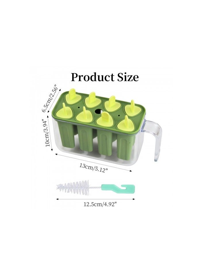 قوالب المصاصات المصنوعة من السيليكون ذات 8 تجاويف - قابلة لإعادة الاستخدام، خالية من مادة BPA، سهلة الفك، آمنة للاستخدام في غسالة الأطباق - خضراء - Image 2