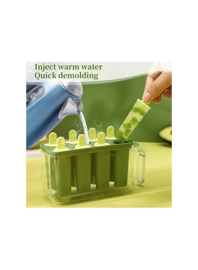 قوالب المصاصات المصنوعة من السيليكون ذات 8 تجاويف - قابلة لإعادة الاستخدام، خالية من مادة BPA، سهلة الفك، آمنة للاستخدام في غسالة الأطباق - خضراء - Image 3