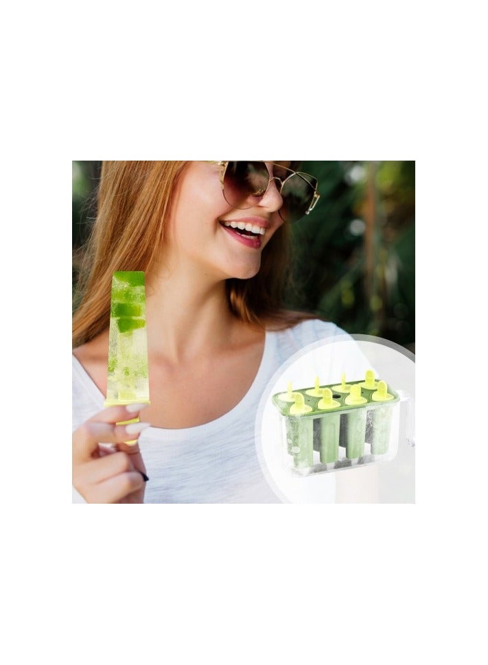قوالب المصاصات المصنوعة من السيليكون ذات 8 تجاويف - قابلة لإعادة الاستخدام، خالية من مادة BPA، سهلة الفك، آمنة للاستخدام في غسالة الأطباق - خضراء - Image 4