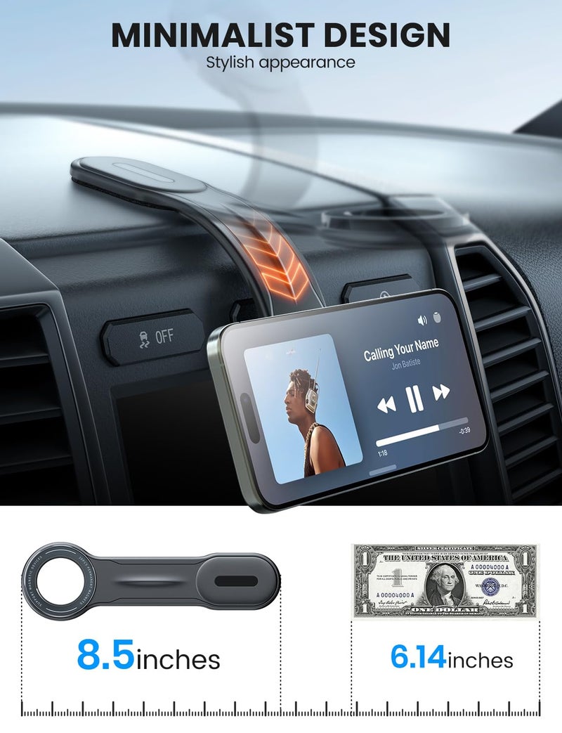 eSamcore for MagSafe Car Mount Detachable, Bendable Aluminum Arm Magnetic Phone Holder for Carã€20 Strong Magnetsã€‘ Cell Phone Mount for Car Dash Fit iPhone 17 16 15 14 Pro Max Mini Mag Safe Accessories - Image 2