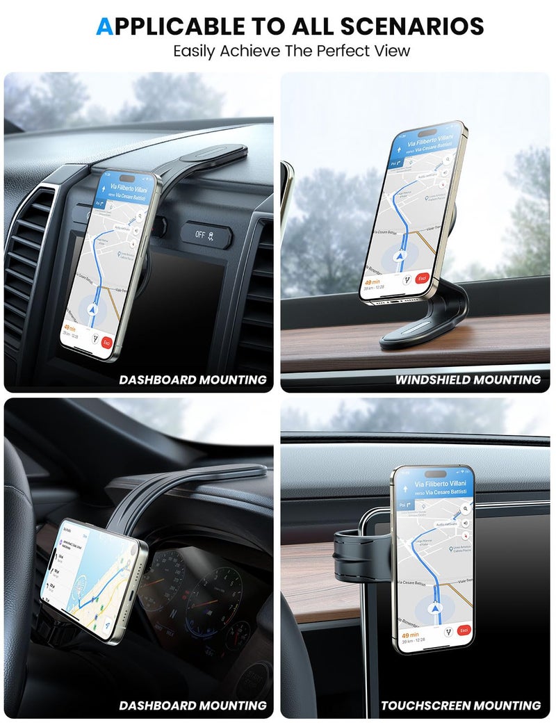 eSamcore for MagSafe Car Mount Detachable, Bendable Aluminum Arm Magnetic Phone Holder for Carã€20 Strong Magnetsã€‘ Cell Phone Mount for Car Dash Fit iPhone 17 16 15 14 Pro Max Mini Mag Safe Accessories - Image 3