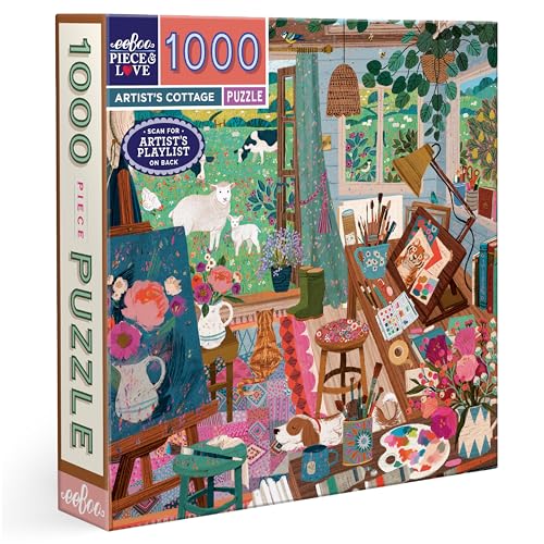 eeBoo 1000 Piece Puzzle Artists Cottage Jigsaw Puzzle for Adults Square 23 x 23 Made with Recycled Board VegetableBased Ink - Image 1