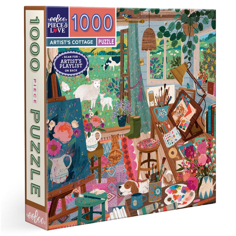 eeBoo 1000 Piece Puzzle Artists Cottage Jigsaw Puzzle for Adults Square 23 x 23 Made with Recycled Board VegetableBased Ink - Image 2